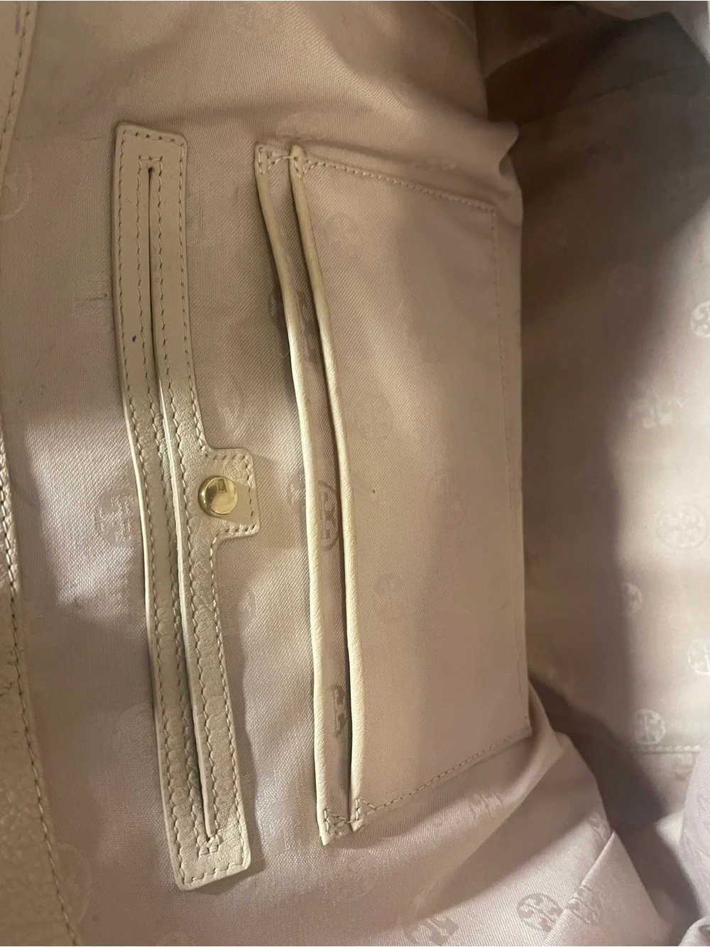 Tory Burch Ivy Side-Zip Leather Tote in Light Oak Pebbled Leather
